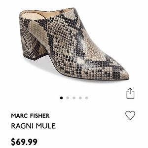 NWOT MARC FISHER SNAKESKIN MULES